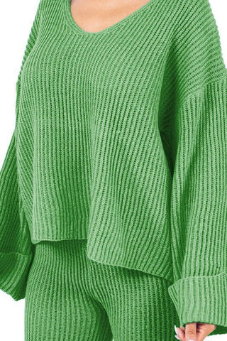 Green Sweater Pants Set